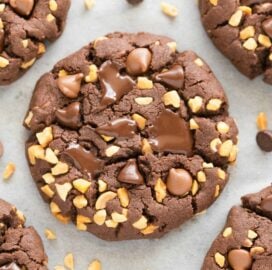 Soft and chewy paleo vegan chocolate hazelnut cookies made with homemade nutella!