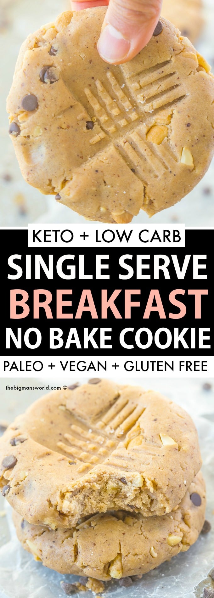 Healthy No Bake Single Serving Keto Cookie Recipe perfect for dessert or breakfast!