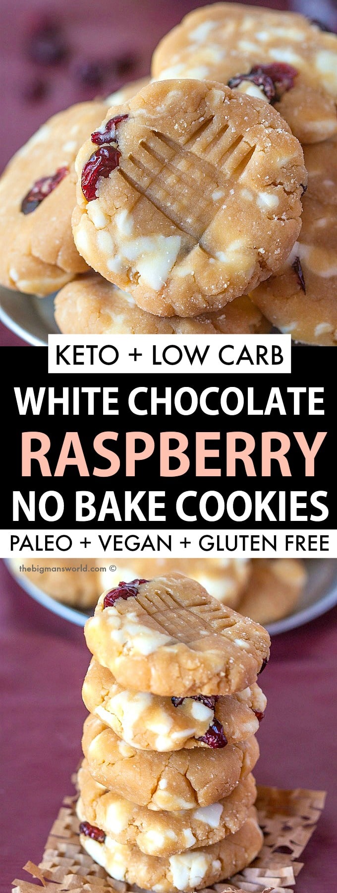 Healthy No Bake White Chocolate Raspberry Protein Cookies Recipe