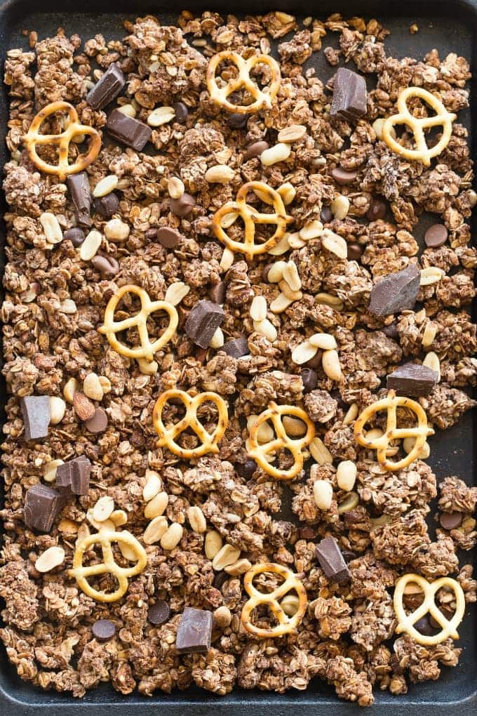 Chocolate Peanut Butter Pretzels Snack Mix - Sunday Supper Movement