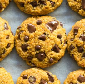 Keto vegan pumpkin breakfast cookies recipe with chocolate chips