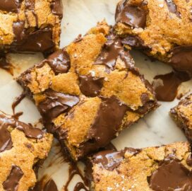 Paleo Vegan Pumpkin Chocolate Chip Blondies with sea salt on top