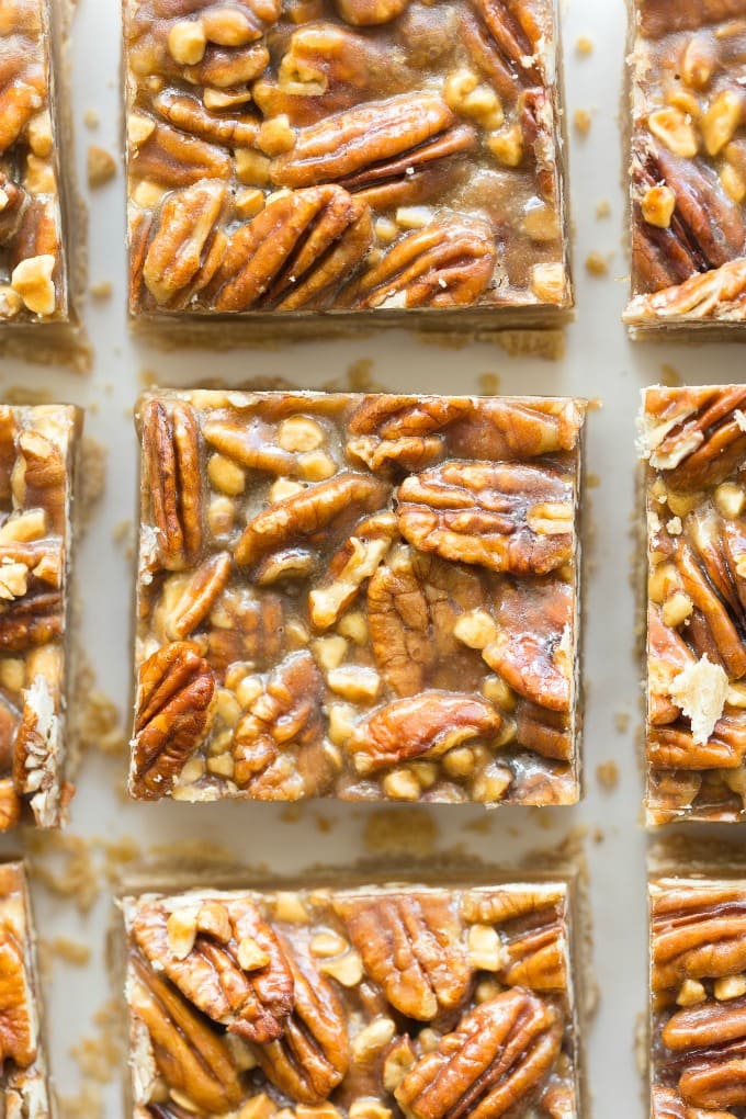 sliced low carb Pecan Pie Bars.