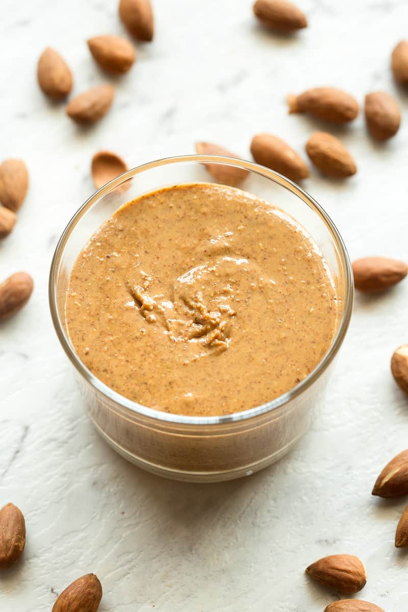 homemade almond butter in a jar