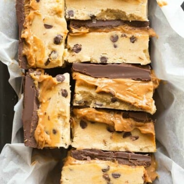 Keto Cookie Bars with salted caramel