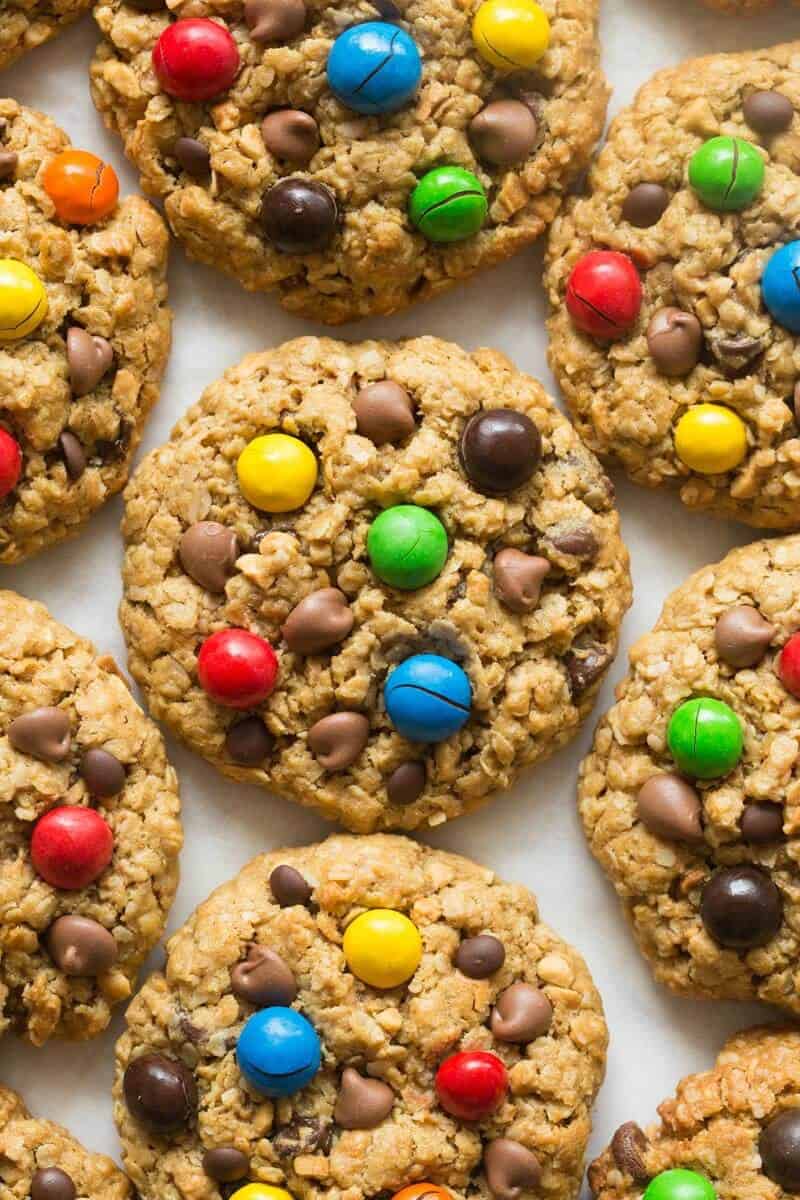 Gluten Free Oatmeal M&M Cookie Bars - Laura's Gluten Free Kitchen