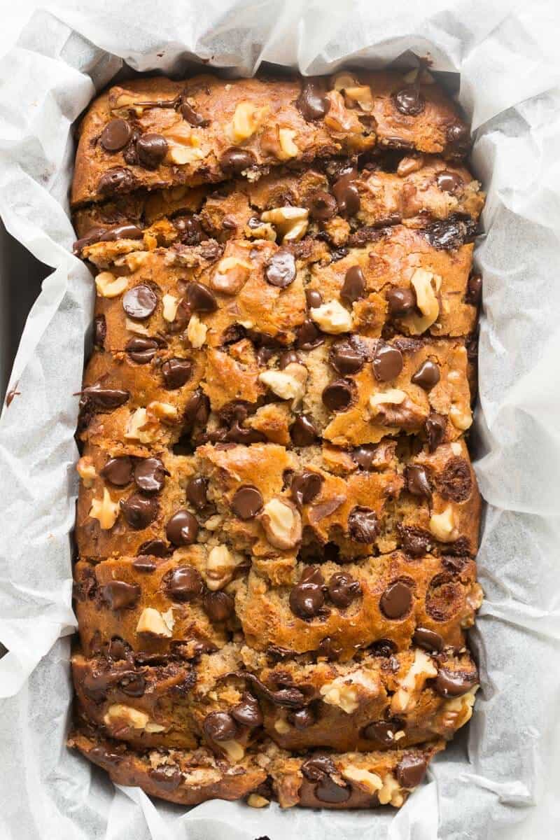 banana bread with chocolate chips.