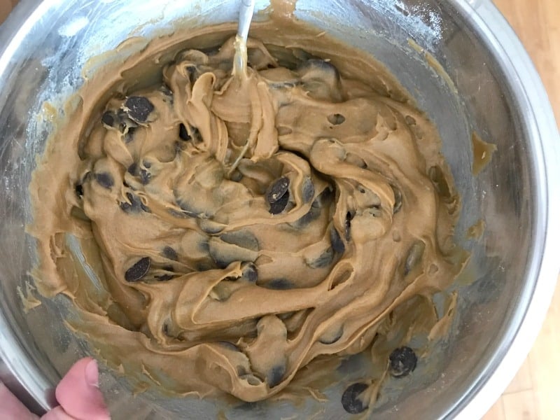blondie batter with chocolate chips