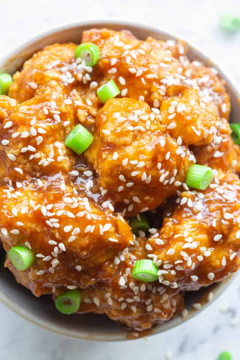 Battered Cauliflower with General Tso's Sauce
