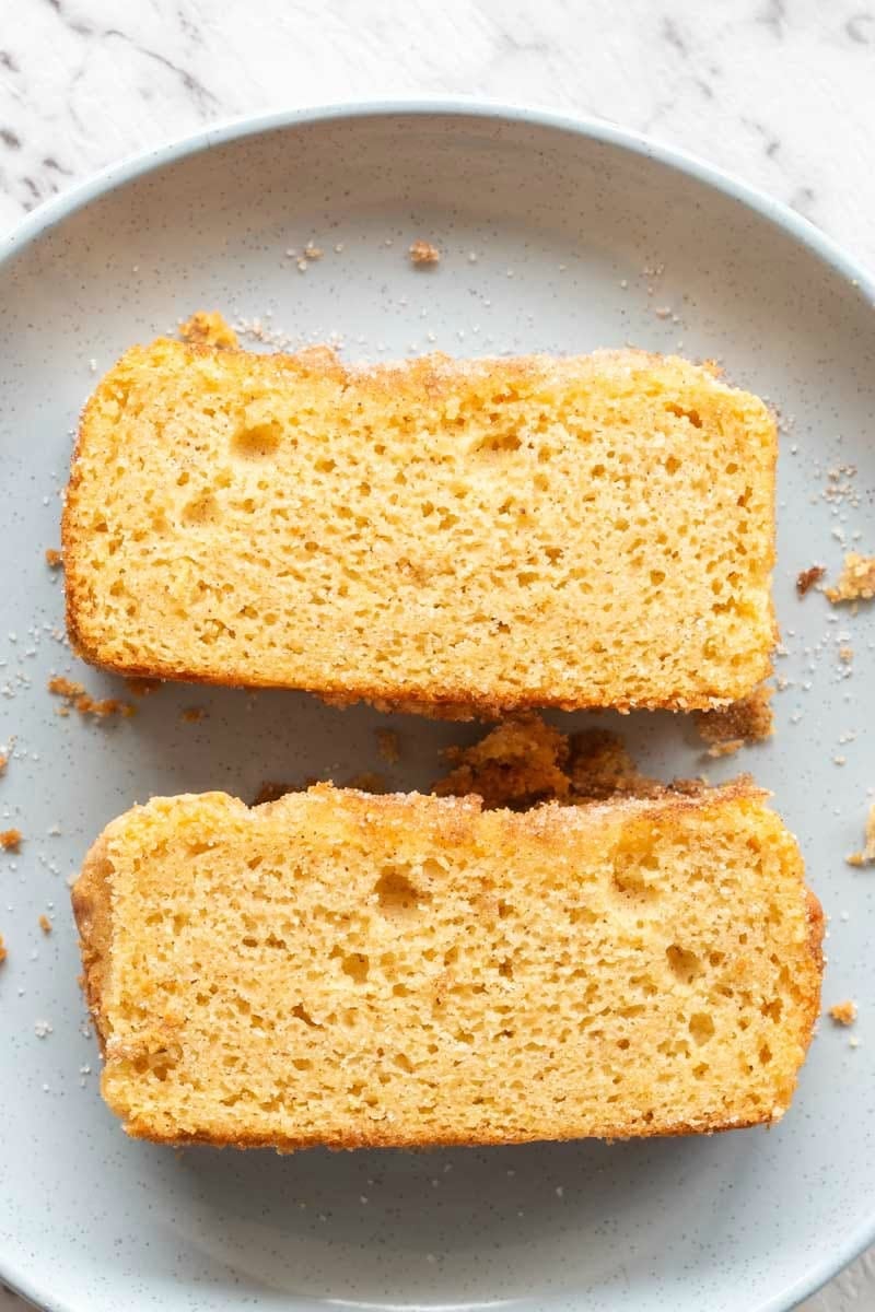 keto cinnamon bread slices on a plate.