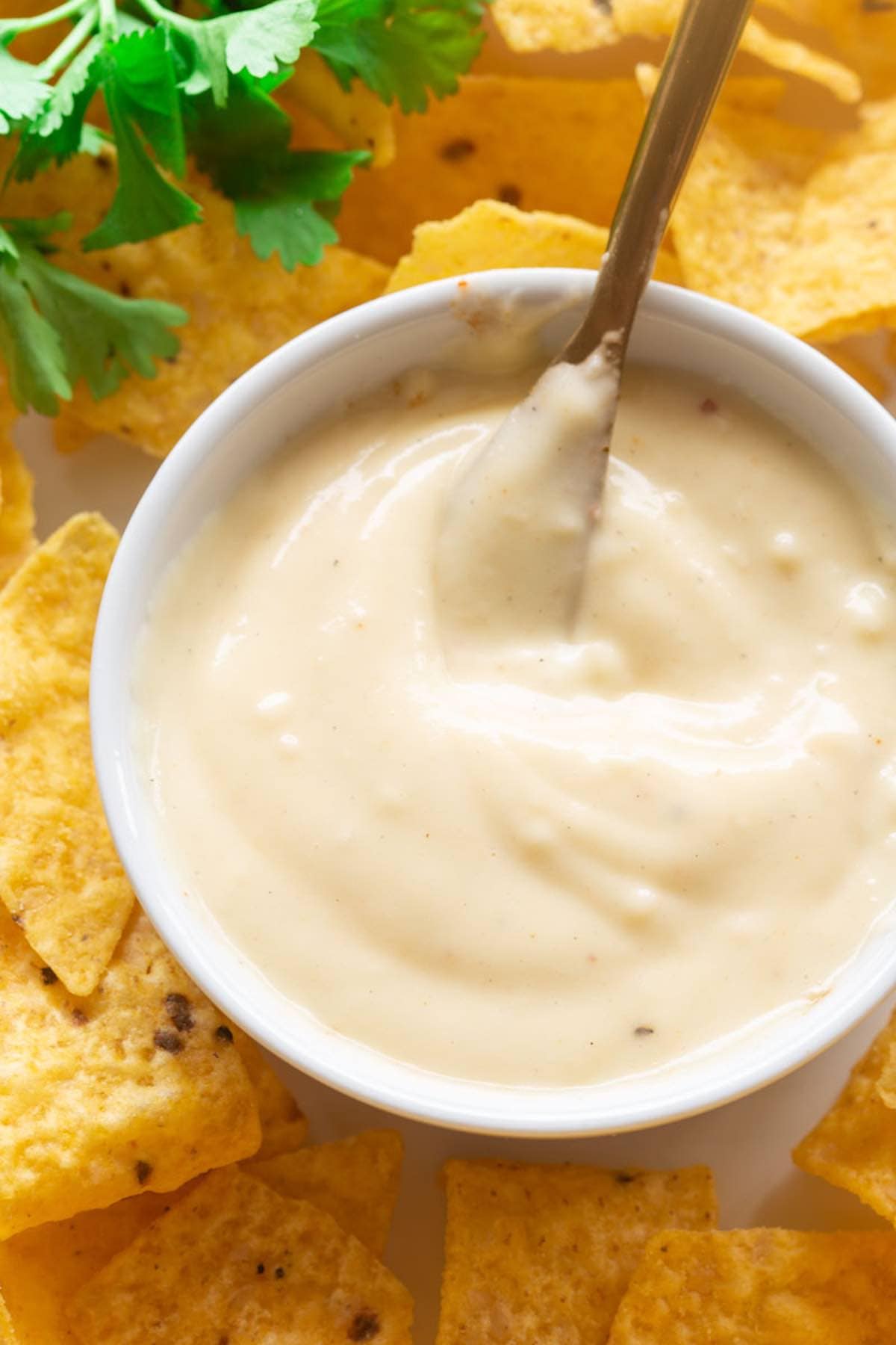 keto friendly cheese sauce in a bowl with keto chips.