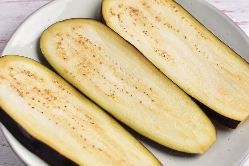 salted sliced eggplant