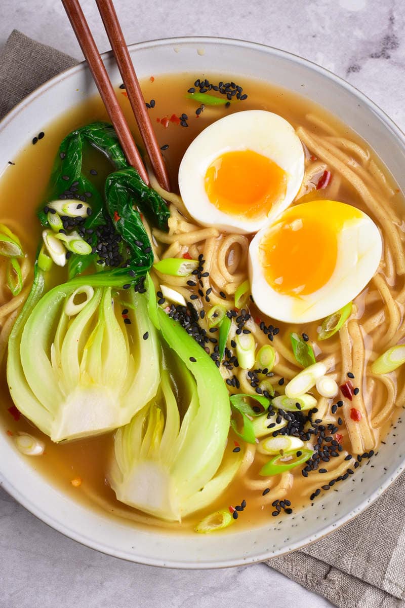 Healthy Ramen with Zucchini Noodles, Low-Carb