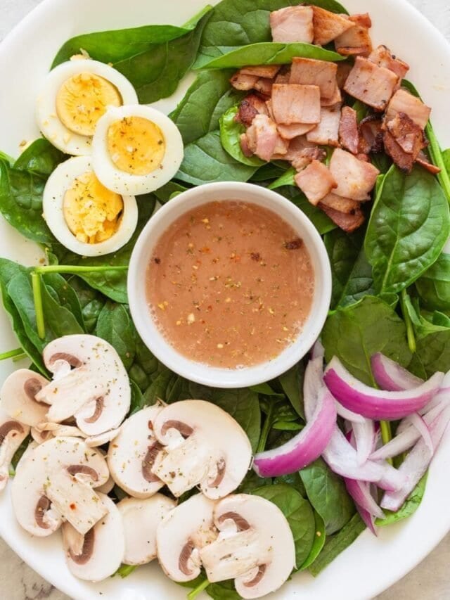 KETO SPINACH SALAD WITH HOT BACON DRESSING STORY