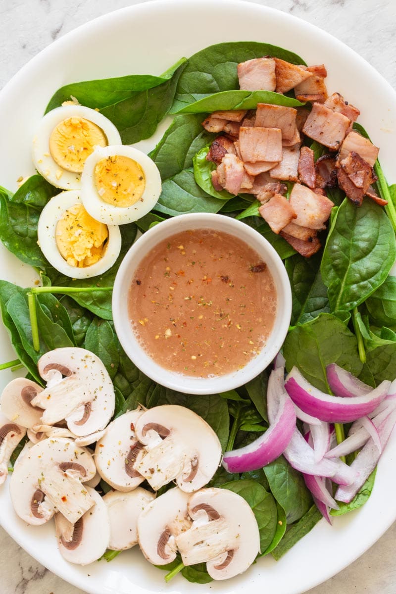 spinach salad with hot bacon dressing