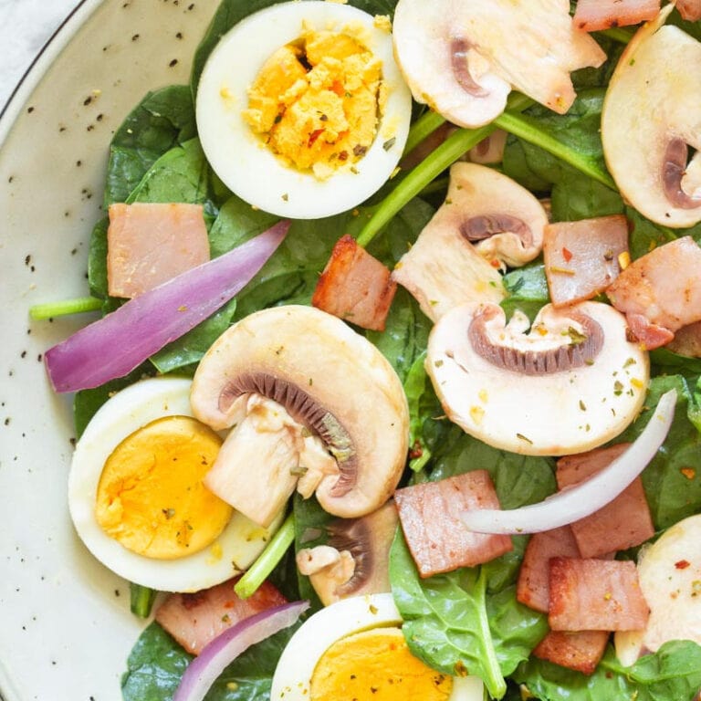 Keto Spinach Salad with Hot Bacon Dressing - The Big Man's World