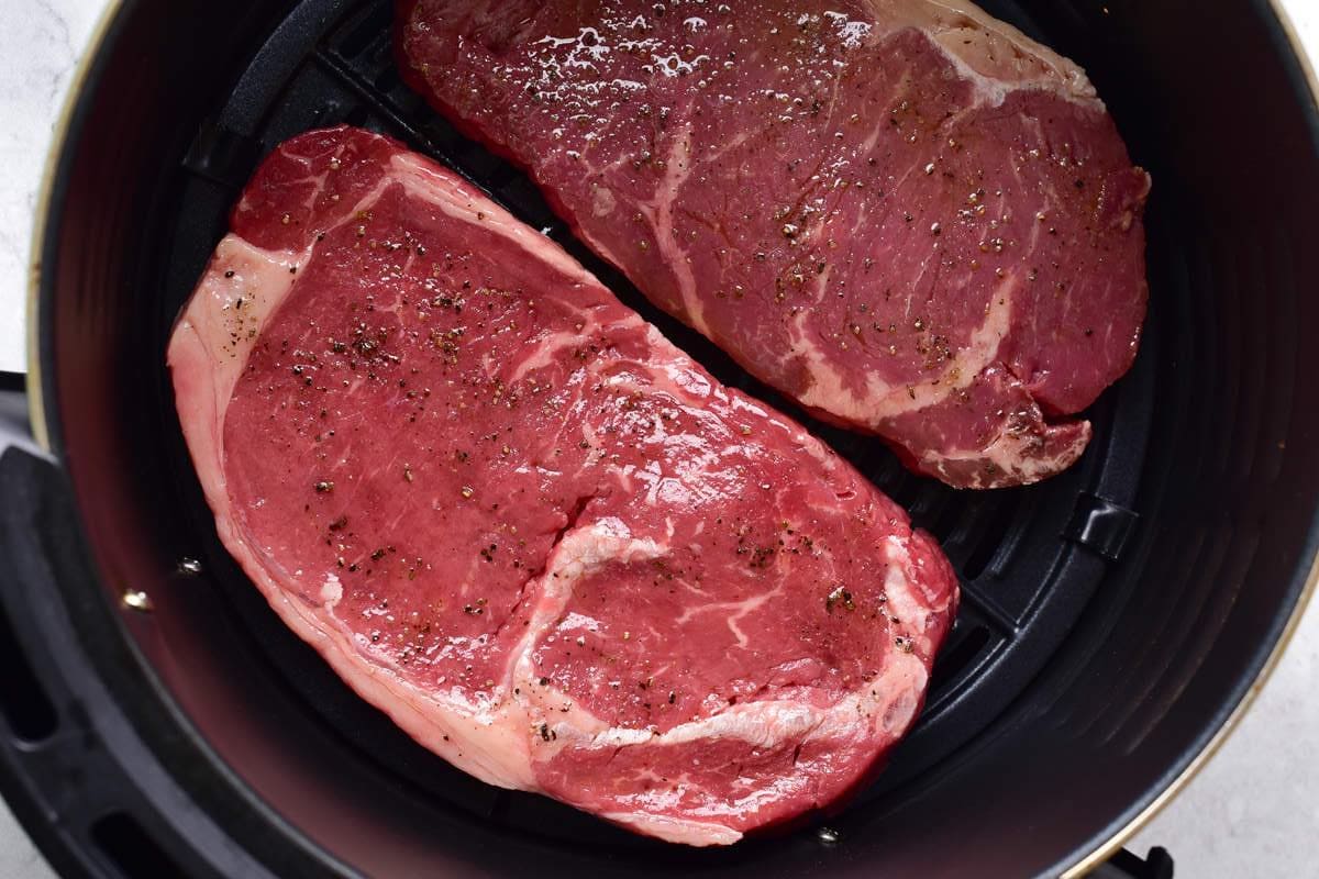 seasoned steak in air fryer.