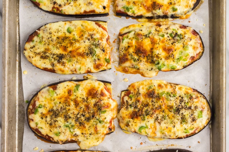 baked eggplant pizza.