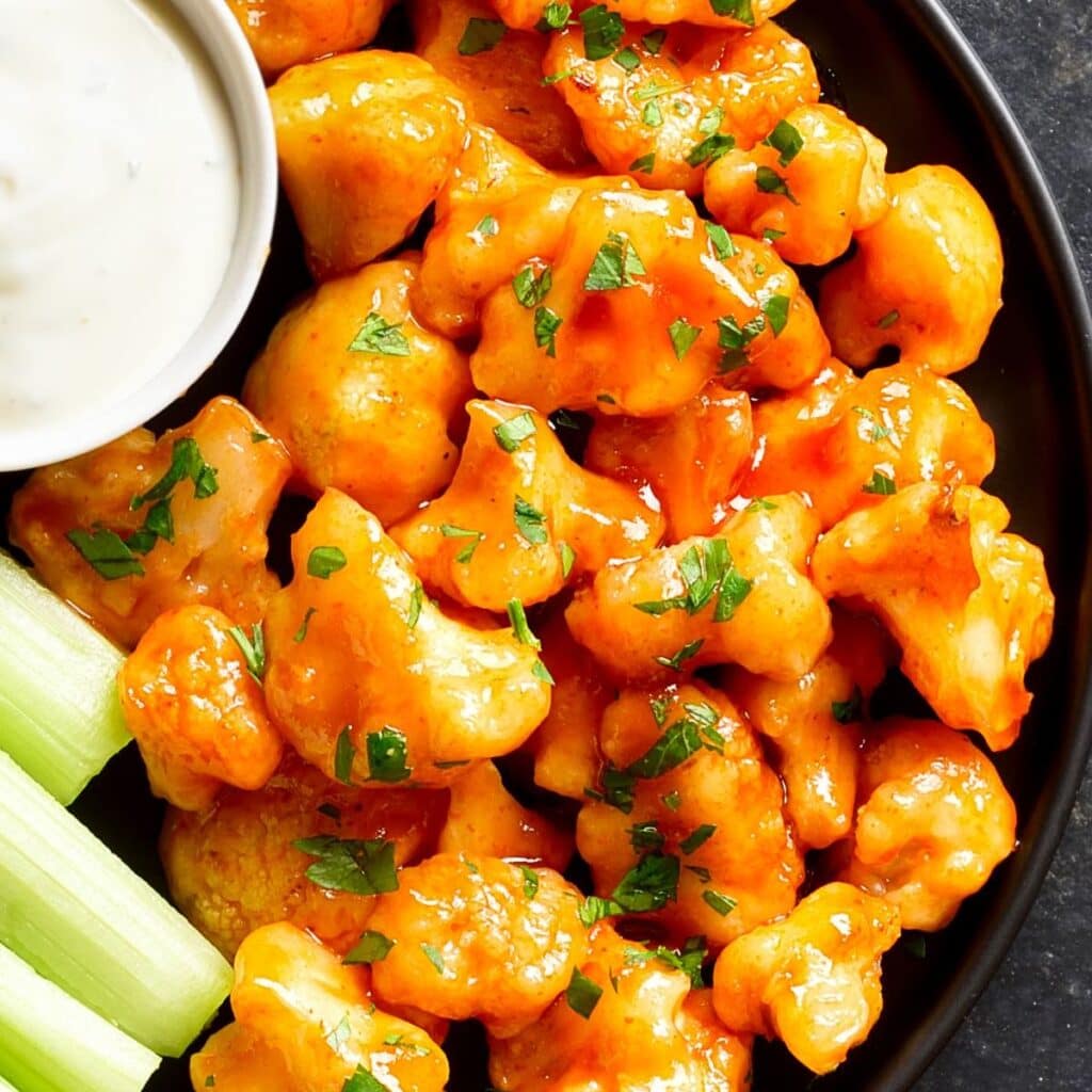 Air Fryer Buffalo Cauliflower Recipe | No Butter Or Eggs Needed