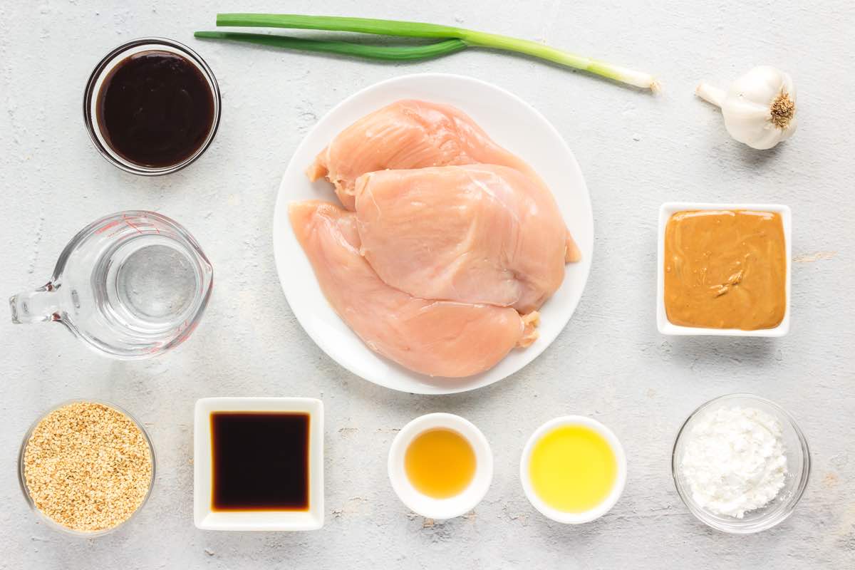 ingredients to make peanut butter chicken.