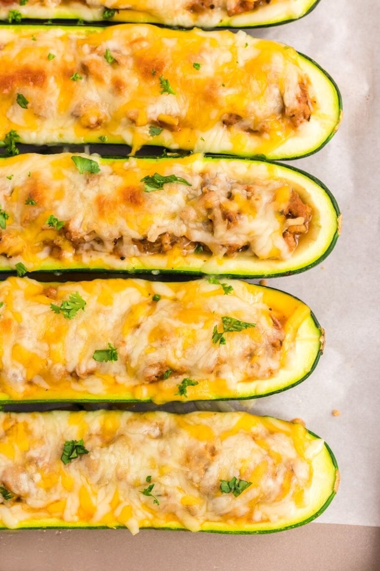 Stuffed Zucchini Boats (Healthy & Low Calorie!)- TBMW