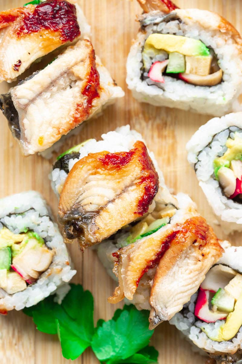 dragon sushi roll.