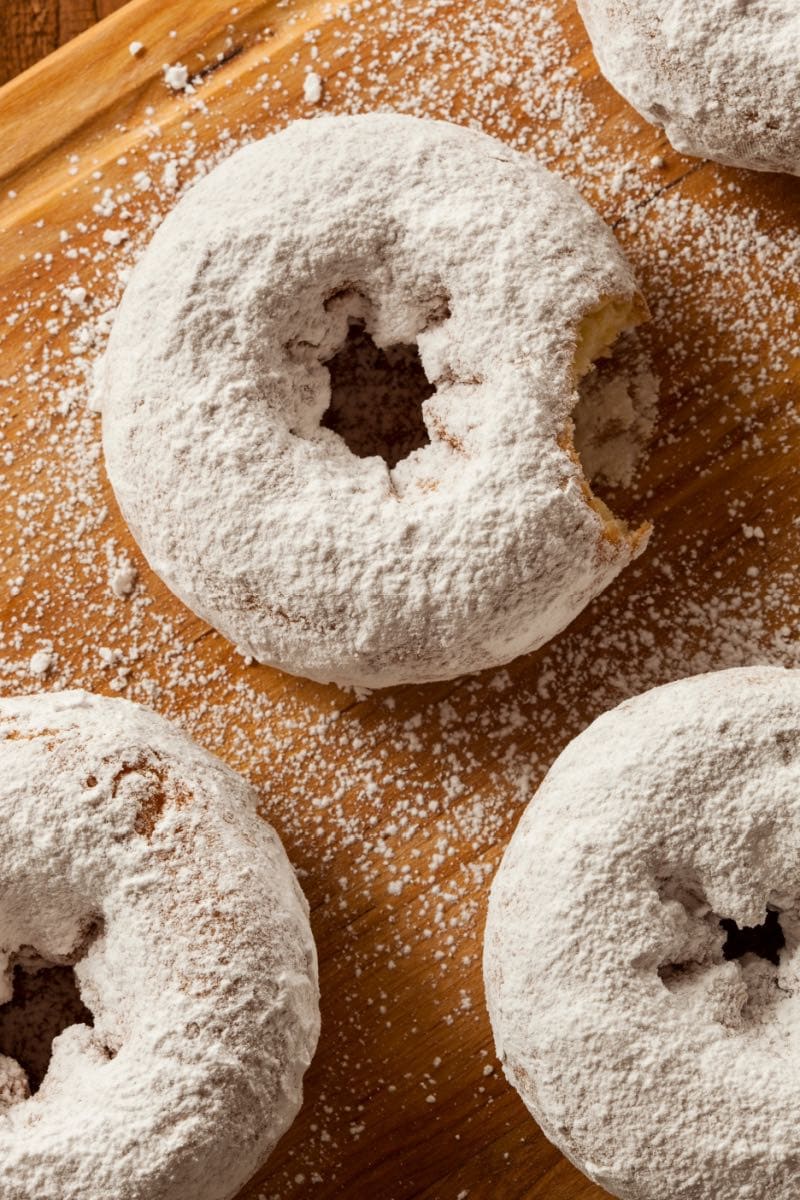 powdered donuts.