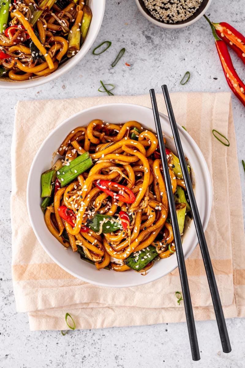 spicy Asian noodles.