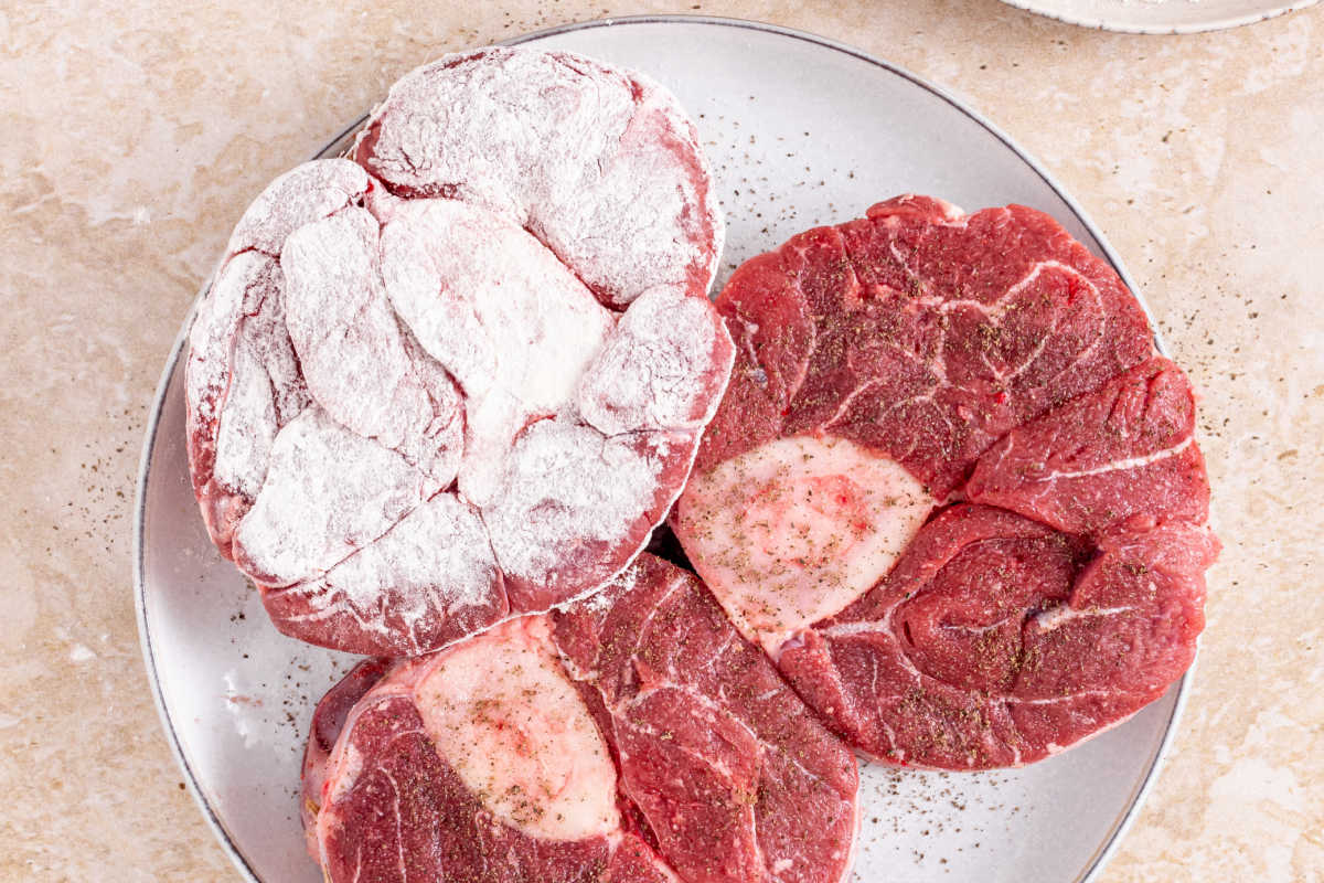 floured beef shanks.