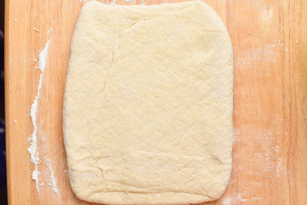 rolled out biscuit dough.