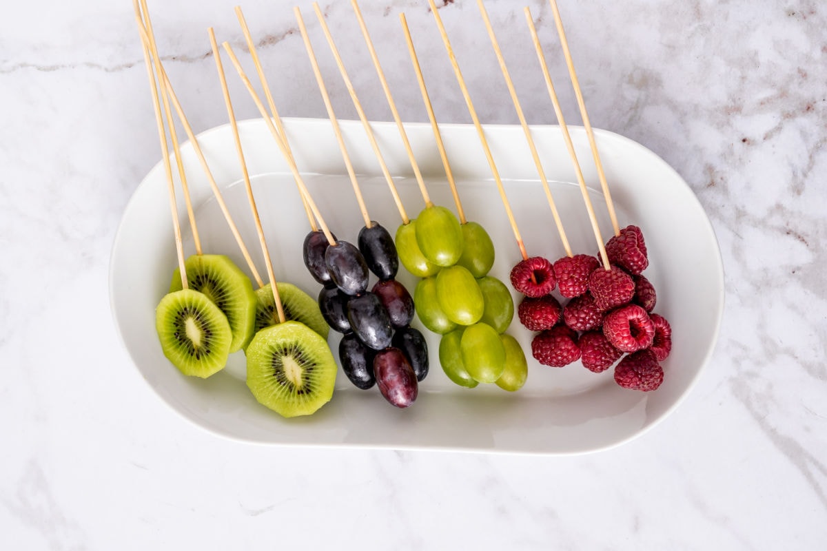 skewered fruit.