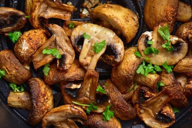 8-Minute Air Fryer Mushrooms Garlic Butter - The Big Man's World
