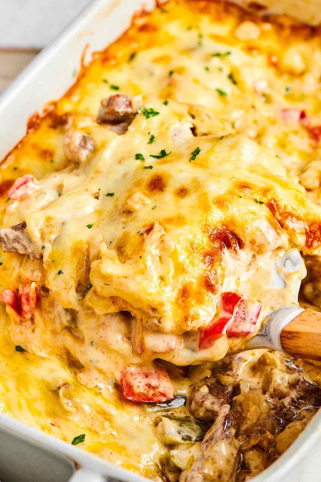 Philly Cheesesteak Casserole {Cheesy And Low Carb!}