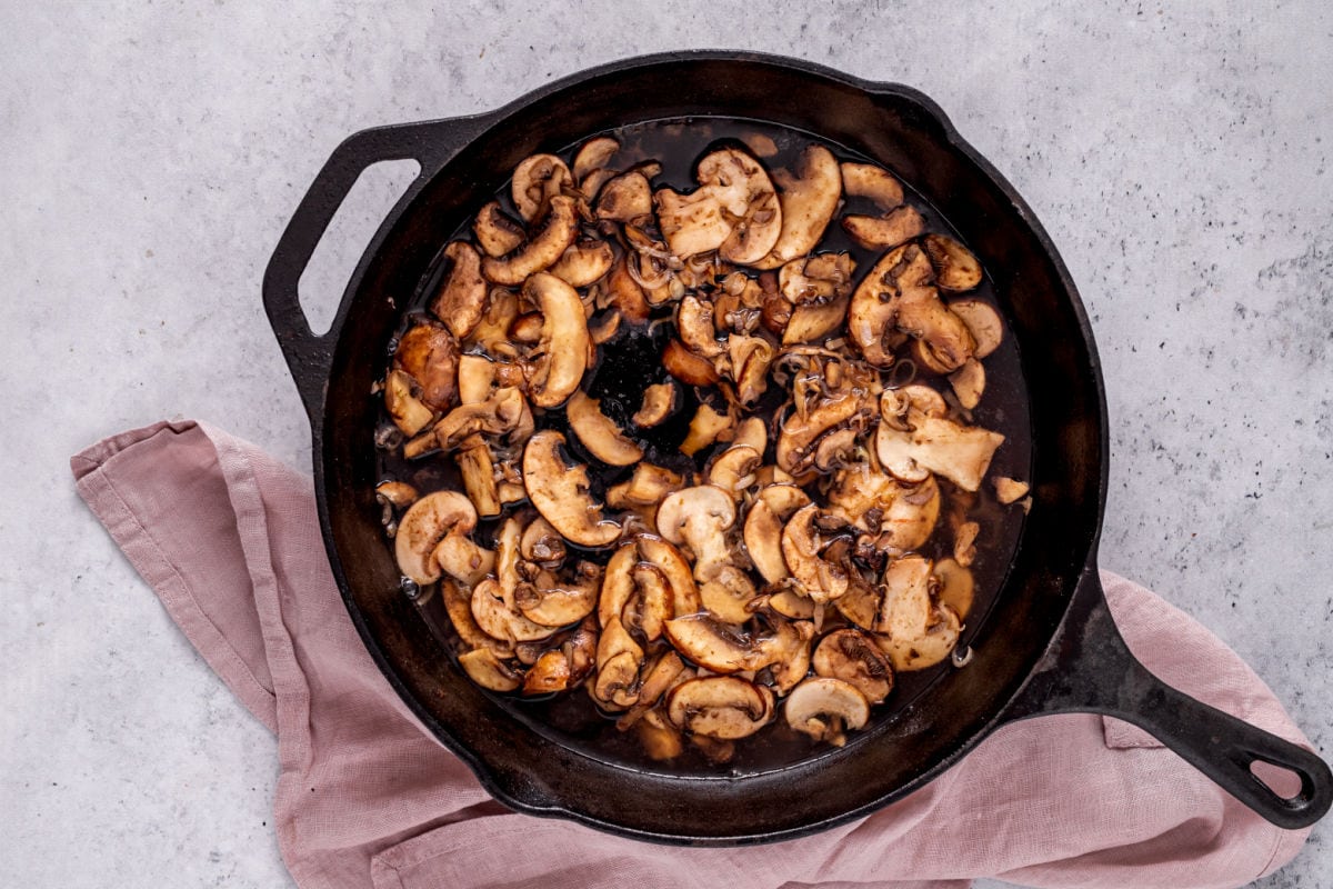 sauteed shallots and mushrooms.