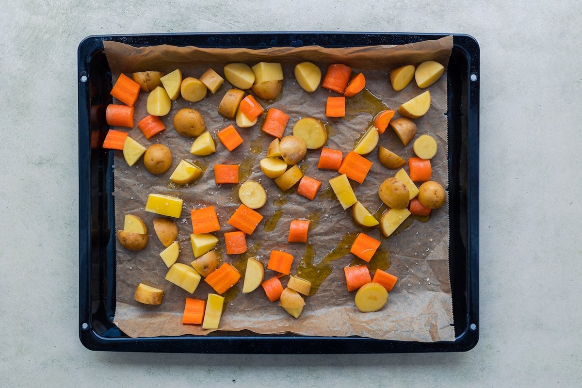 seasoned carrots and potatoes.