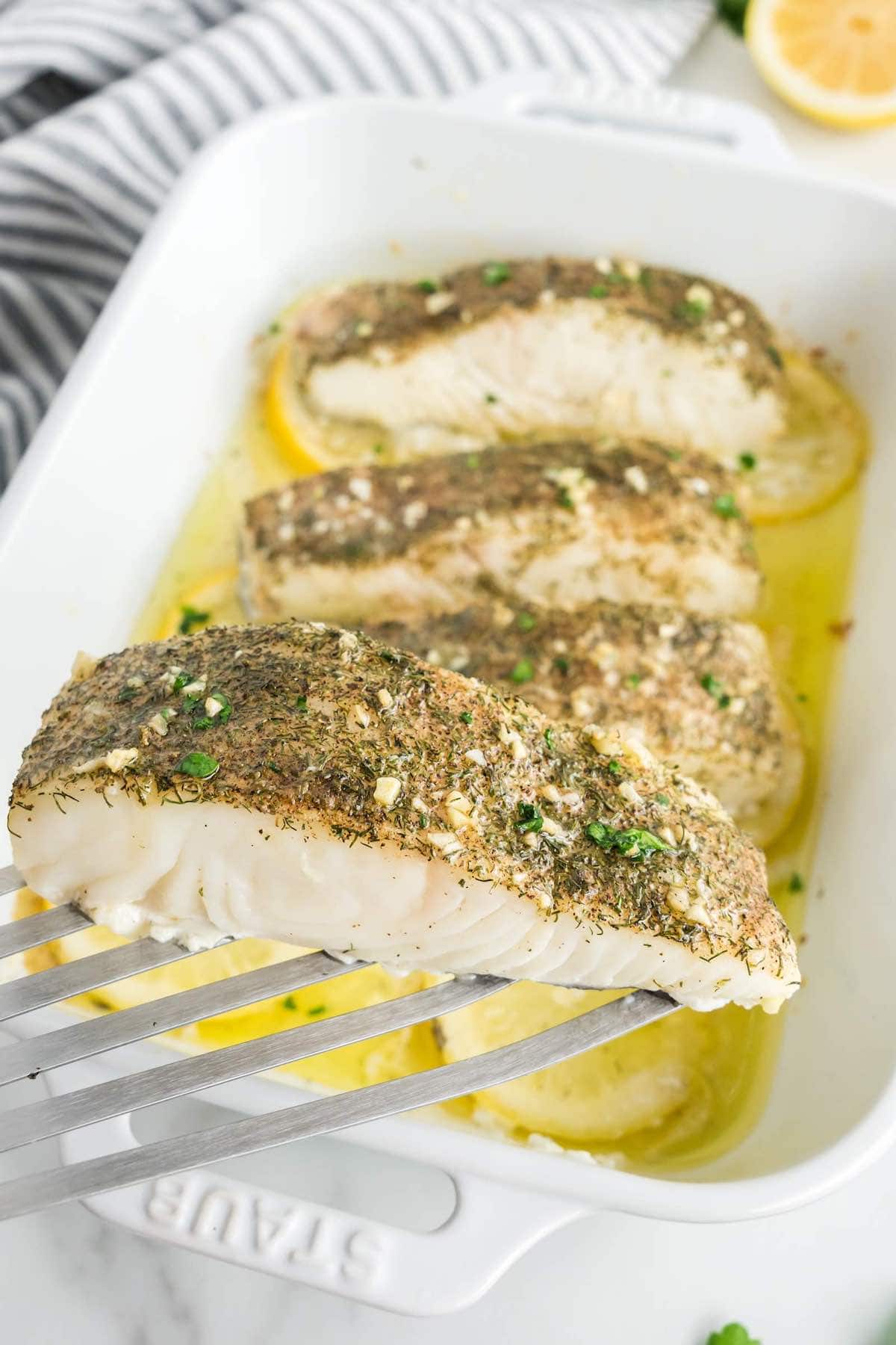 baked halibut.