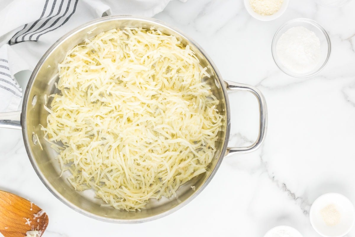 cooked shredded potatoes.