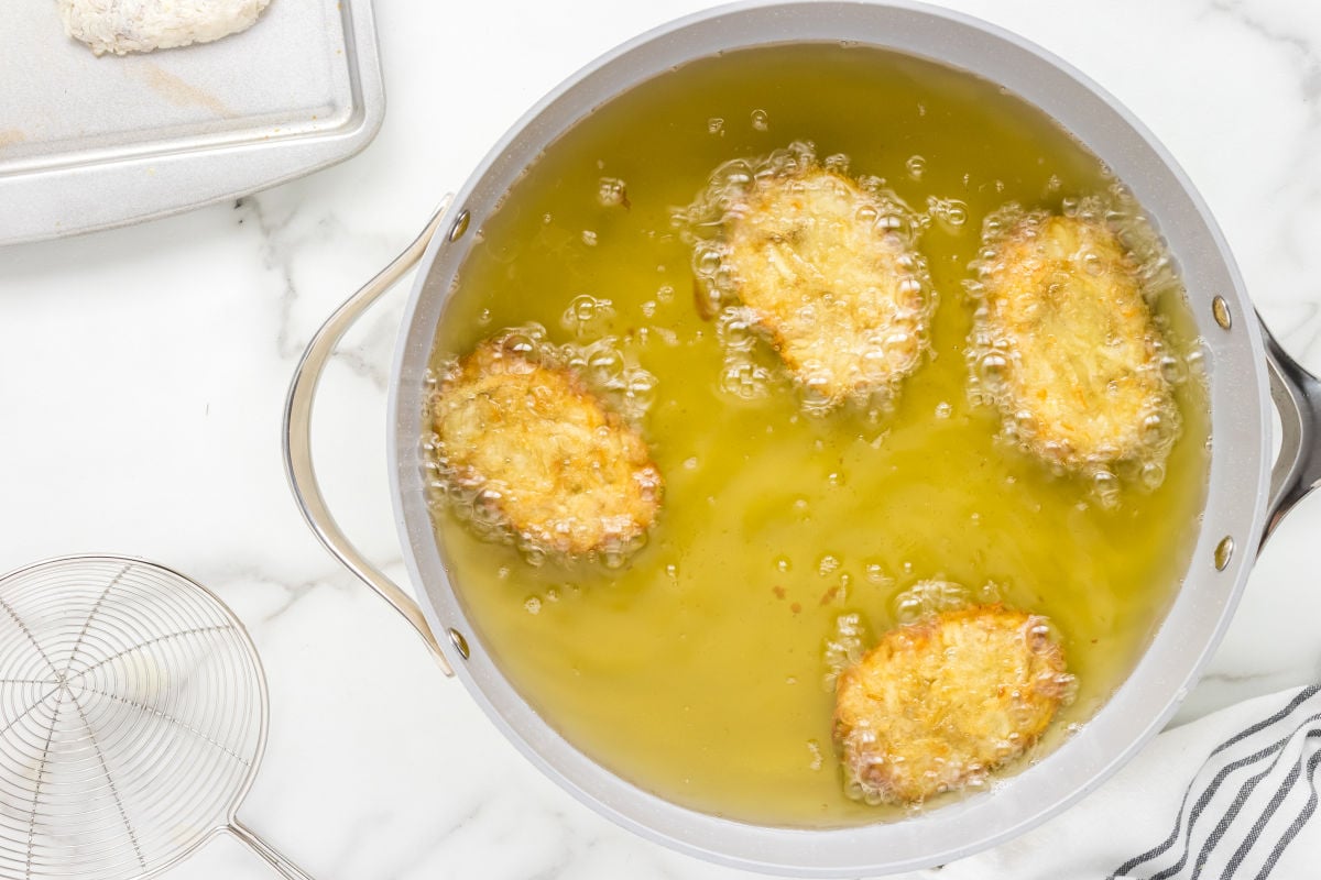 frying hash browns.