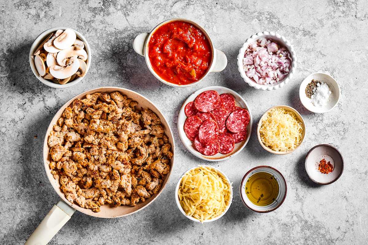 pizza bowl ingredients.