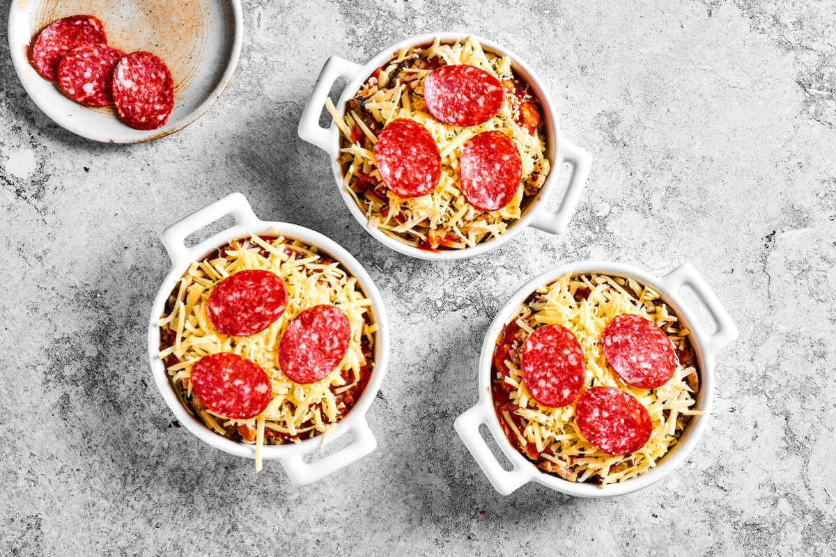 pizza bowls before baking.