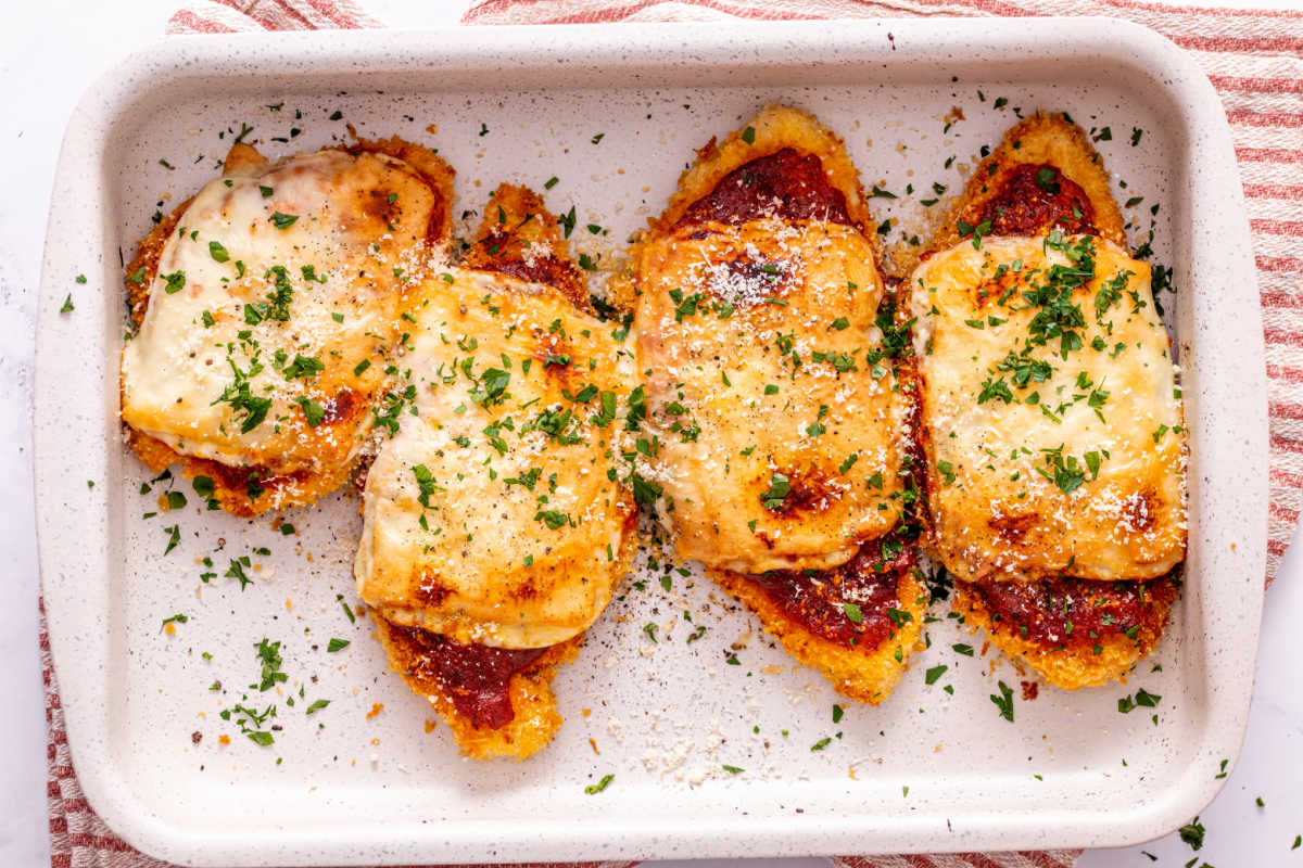 baked chicken parmigiana.