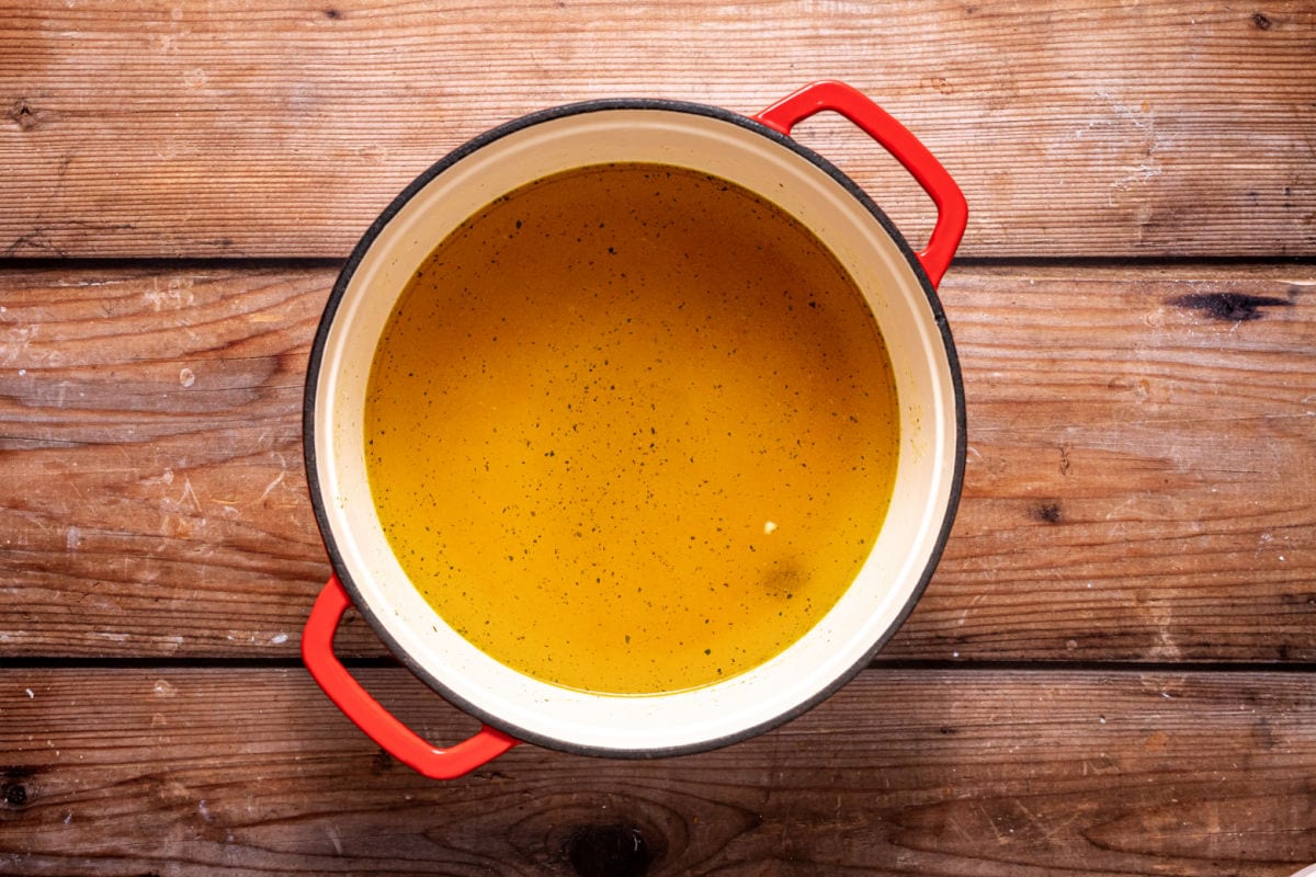 chicken stock and shiitake water.