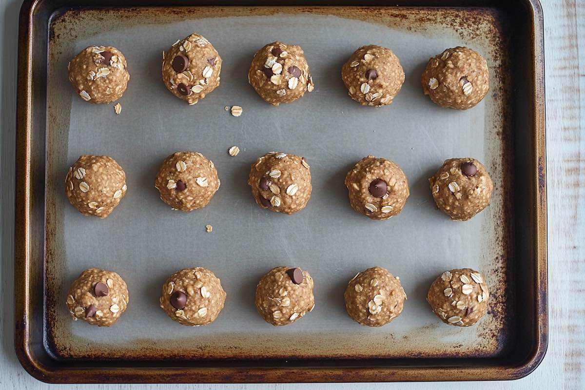 shaped cookies on baking sheet.