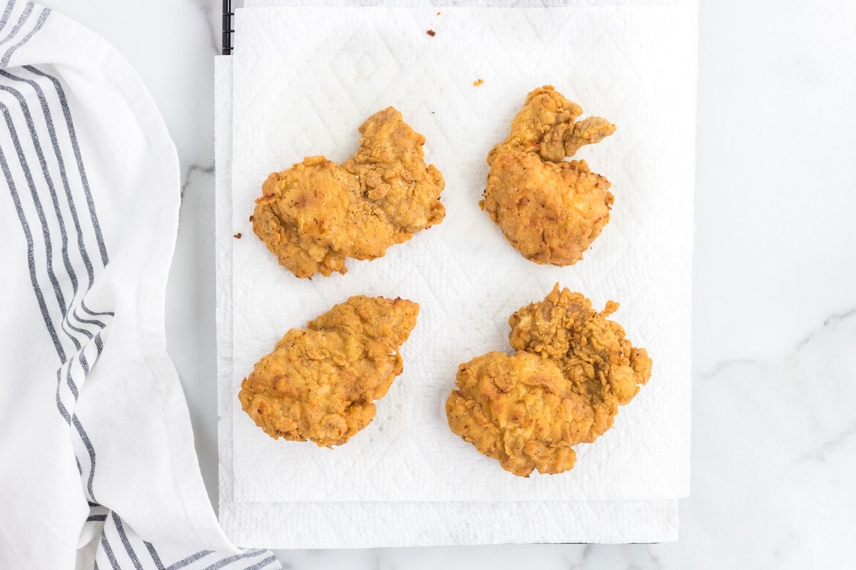 fried chicken on paper towel.