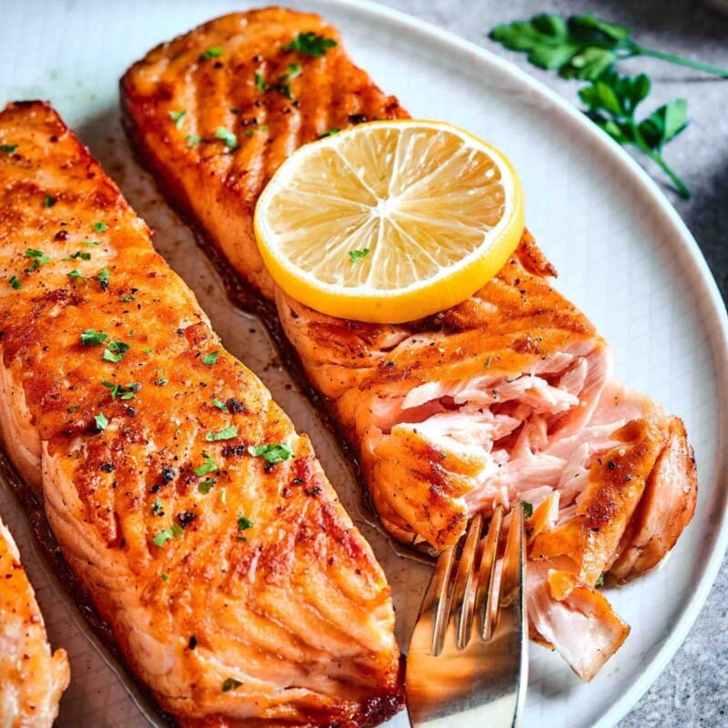 10 Minute Pan Seared Salmon | Crispy, Flaky, Tender!