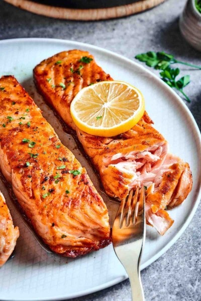10 Minute Pan Seared Salmon | Crispy, Flaky, Tender!