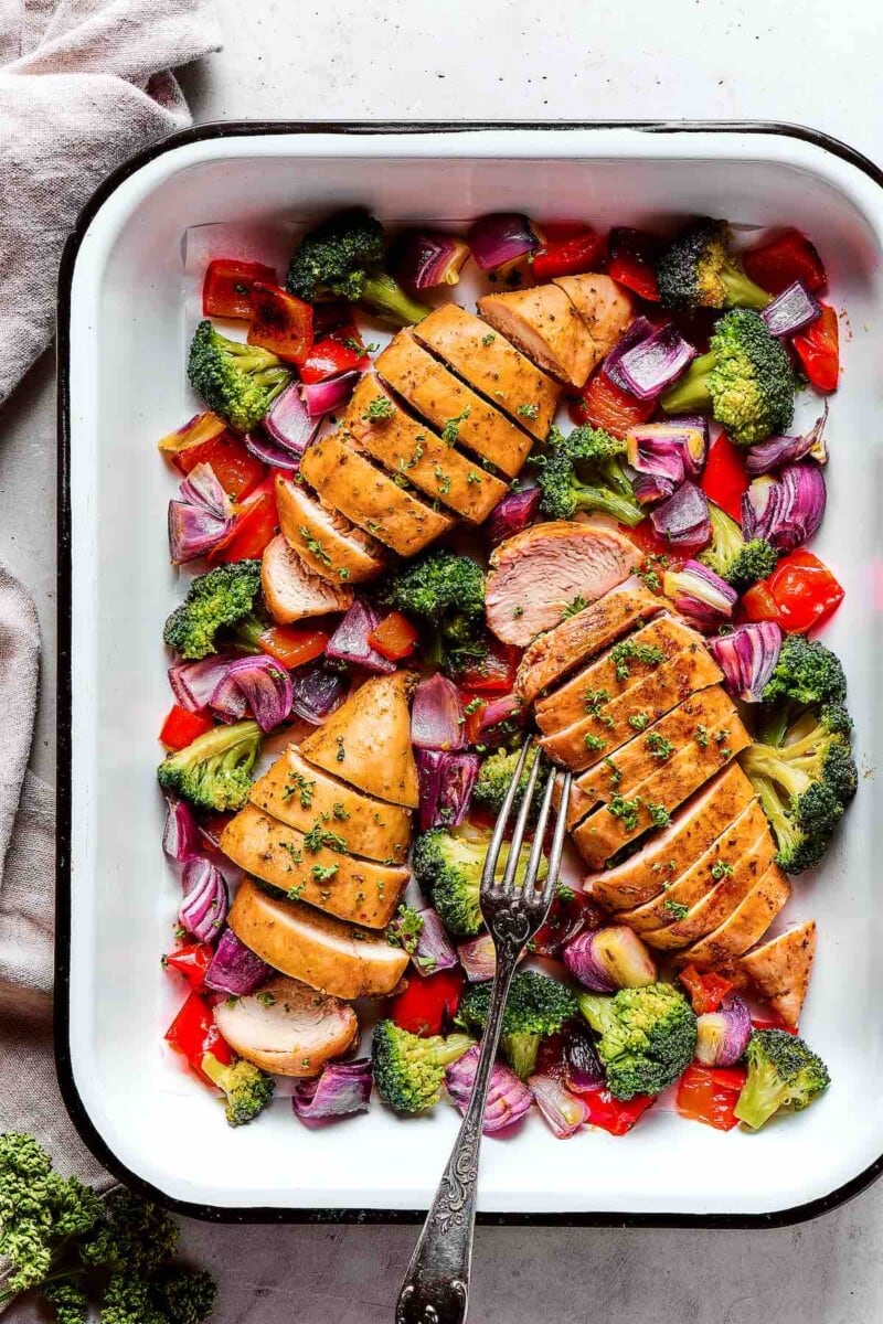 Sheet Pan Chicken and Veggies | Dinner In Under 30 Minutes!