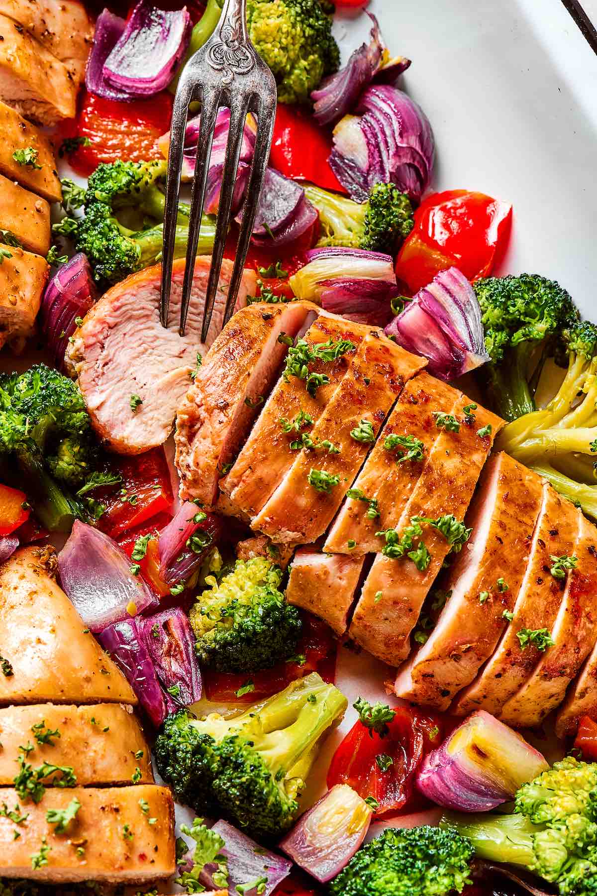 sheet pan chicken and veggies.