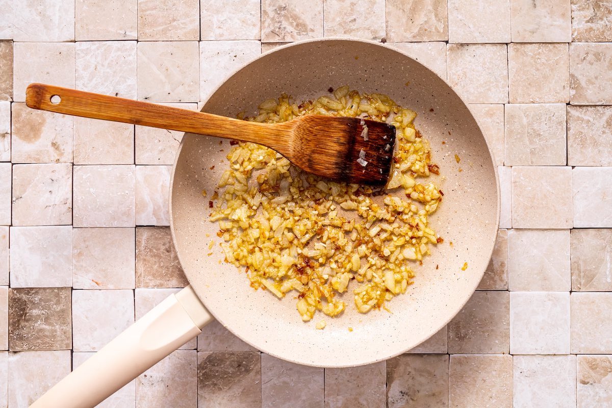 onions in a skillet.