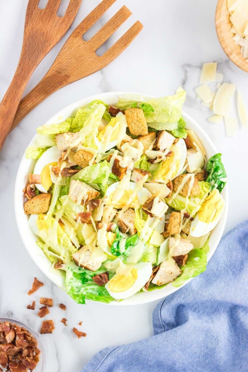 Caesar Salad With Chicken (With Homemade Caesar Dressing!)